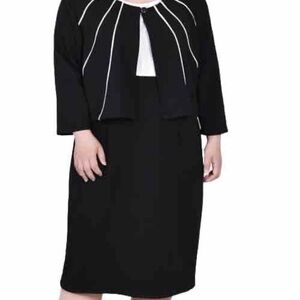 NY Collection Black and White Skirt Set